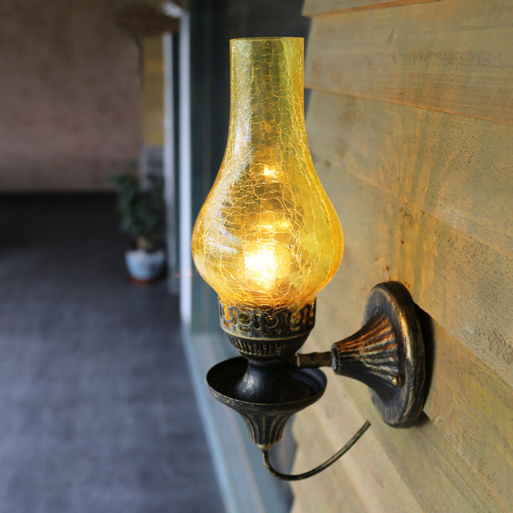Lámpara Aplique de Pared de 1 Luz de Hierro y Vidrio Cilíndrico Redondo Vintage Tradicional para Sala de Estar 