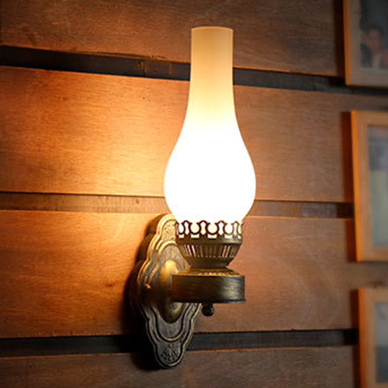 Lámpara Aplique de Pared de 1 Luz de Hierro y Vidrio Cilíndrico Redondo Vintage Tradicional para Sala de Estar 
