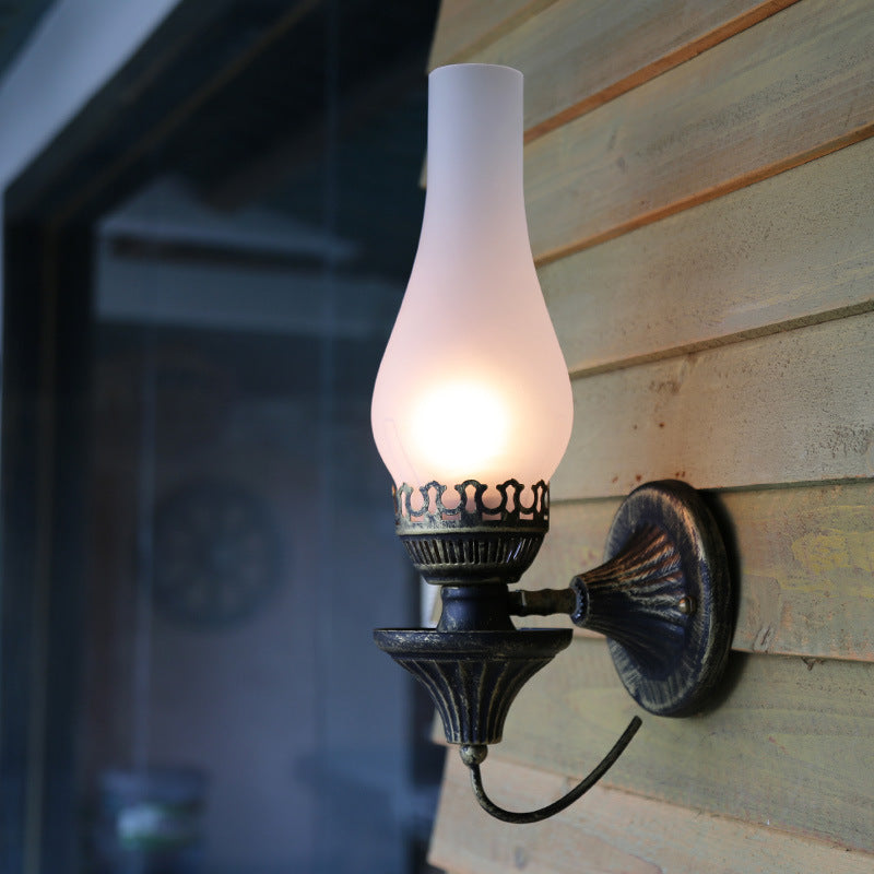 Lámpara Aplique de Pared de 1 Luz de Hierro y Vidrio Cilíndrico Redondo Vintage Tradicional para Sala de Estar 