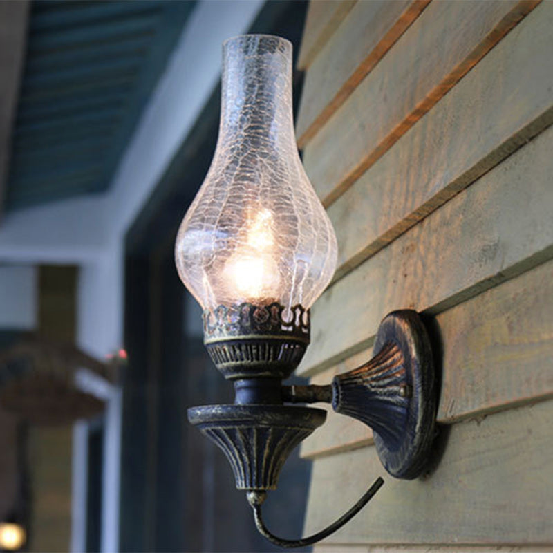 Lámpara Aplique de Pared de 1 Luz de Hierro y Vidrio Cilíndrico Redondo Vintage Tradicional para Sala de Estar 