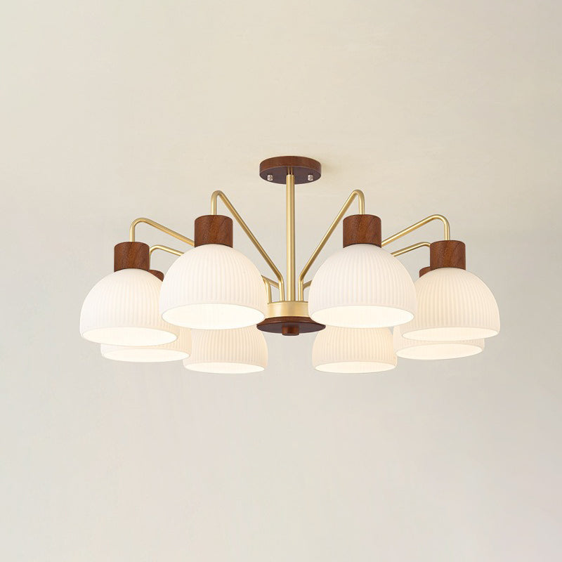 Plafonnier semi-encastré à 3/5/8 lumières en verre de branche de bol japonais traditionnel en fer pour chambre à coucher 