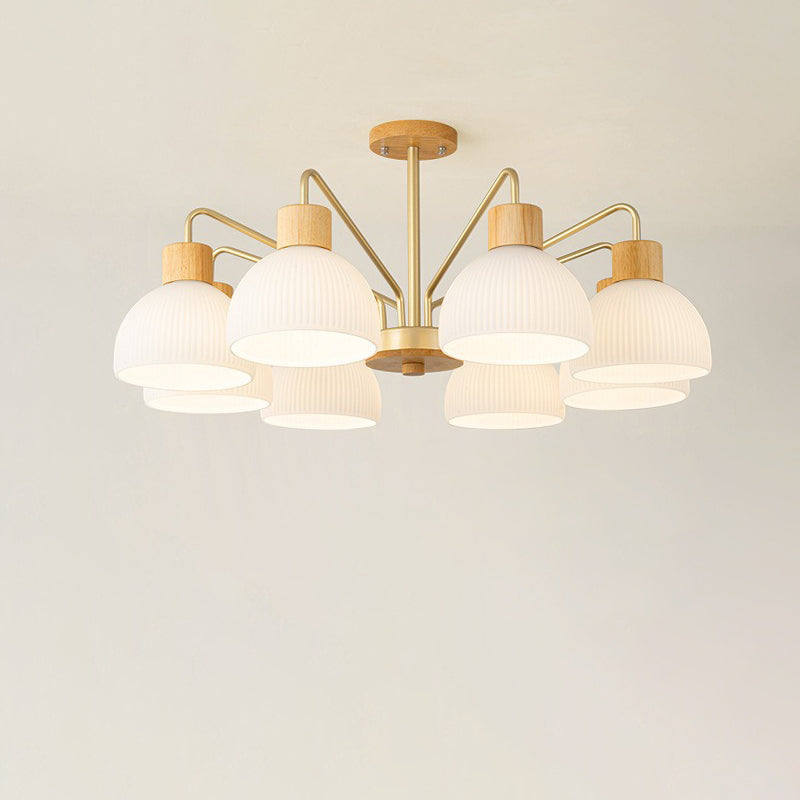 Plafonnier semi-encastré à 3/5/8 lumières en verre de branche de bol japonais traditionnel en fer pour chambre à coucher 
