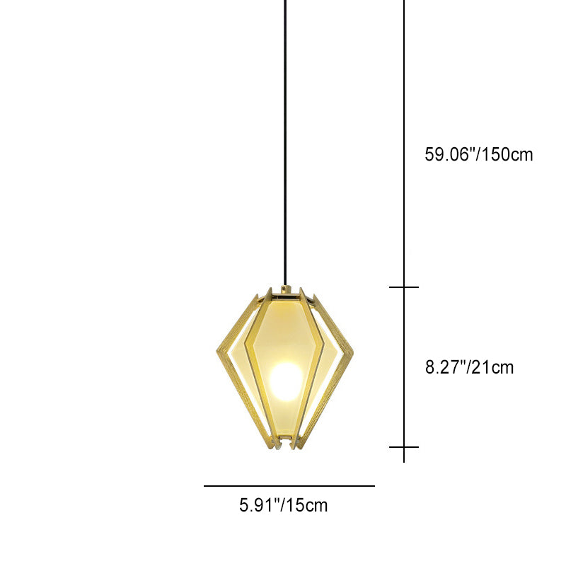 Lámpara colgante de 1 luz de vidrio cónico largo contemporáneo creativo prismático triangular de aluminio hierro para dormitorio 