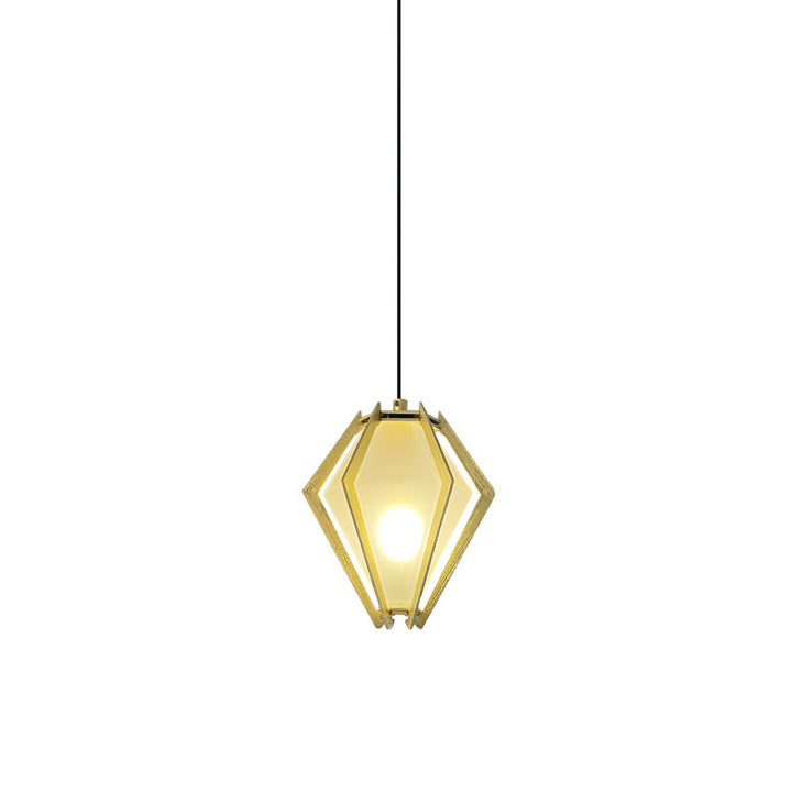 Lámpara colgante de 1 luz de vidrio cónico largo contemporáneo creativo prismático triangular de aluminio hierro para dormitorio 