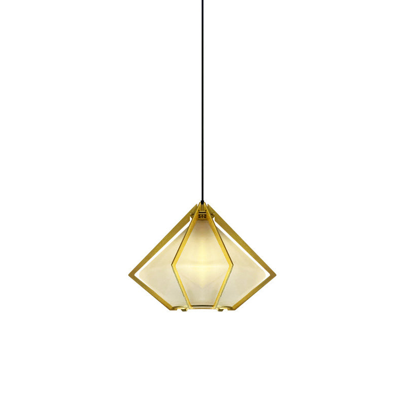 Lámpara colgante de 1 luz de vidrio cónico largo contemporáneo creativo prismático triangular de aluminio hierro para dormitorio 