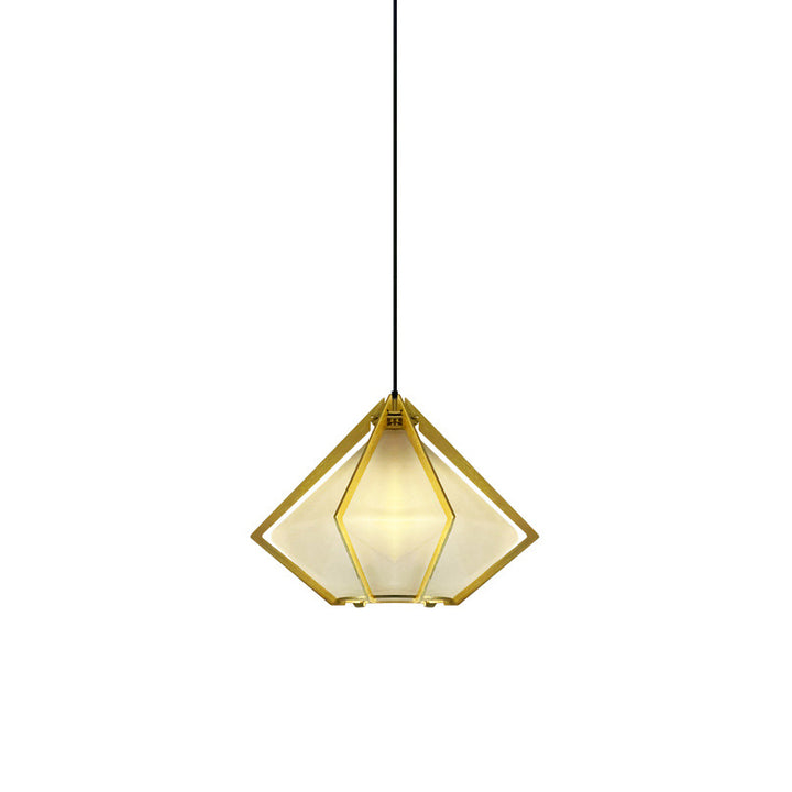 Lámpara colgante de 1 luz de vidrio cónico largo contemporáneo creativo prismático triangular de aluminio hierro para dormitorio 