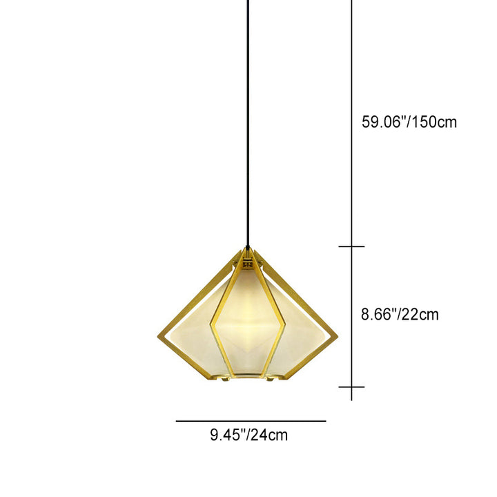 Lámpara colgante de 1 luz de vidrio cónico largo contemporáneo creativo prismático triangular de aluminio hierro para dormitorio 