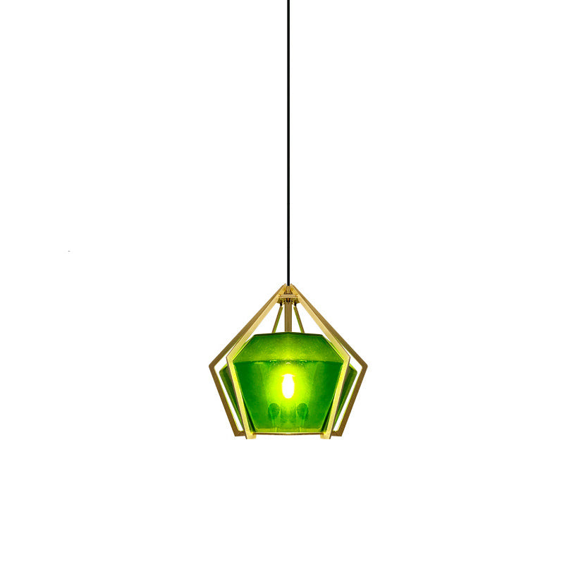 Lámpara colgante de 1 luz de vidrio cónico largo contemporáneo creativo prismático triangular de aluminio hierro para dormitorio 