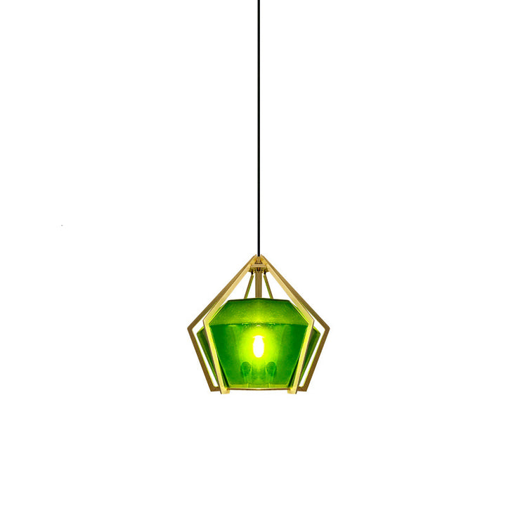Lámpara colgante de 1 luz de vidrio cónico largo contemporáneo creativo prismático triangular de aluminio hierro para dormitorio 