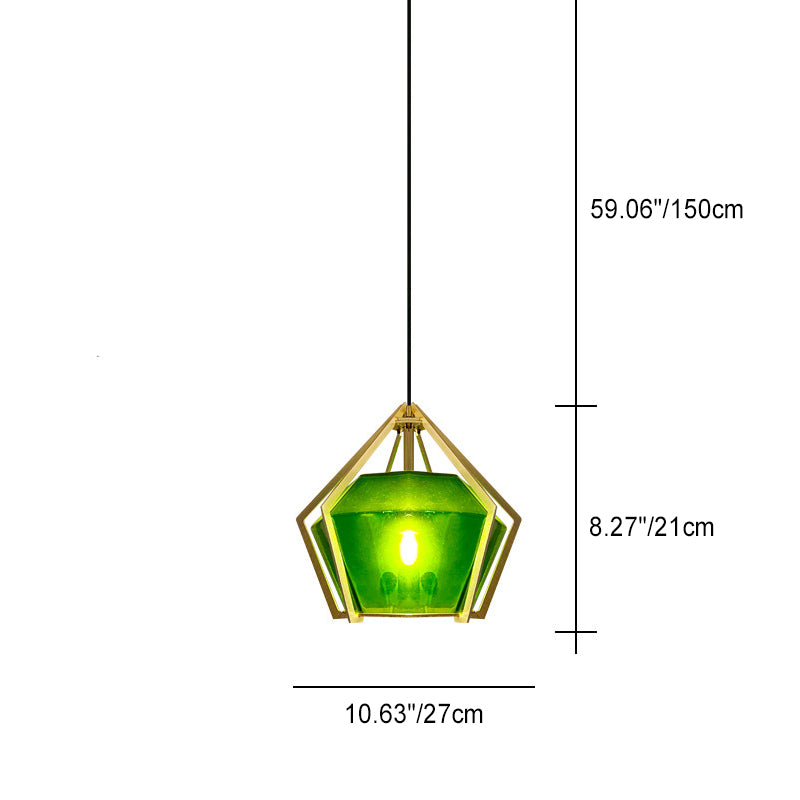 Lámpara colgante de 1 luz de vidrio cónico largo contemporáneo creativo prismático triangular de aluminio hierro para dormitorio 