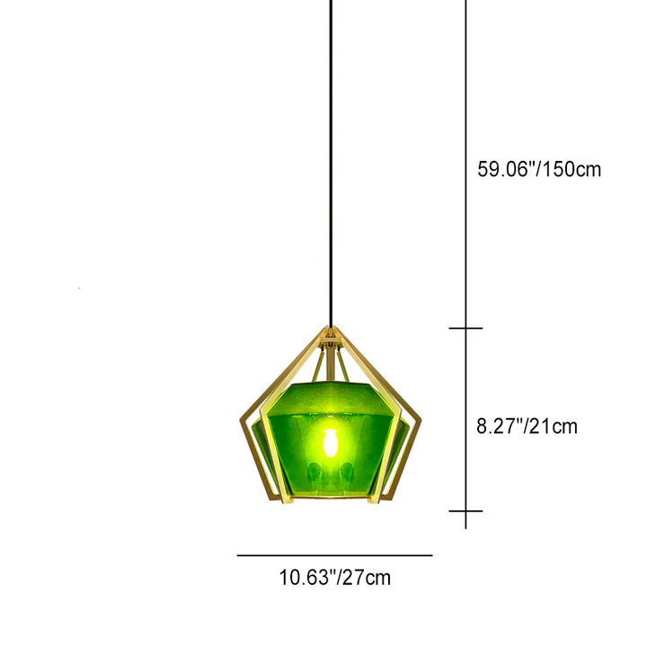 Lámpara colgante de 1 luz de vidrio cónico largo contemporáneo creativo prismático triangular de aluminio hierro para dormitorio 