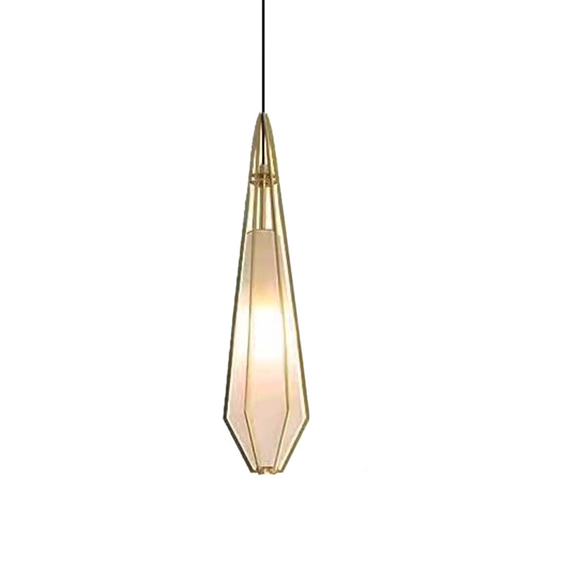 Lámpara colgante de 1 luz de vidrio cónico largo contemporáneo creativo prismático triangular de aluminio hierro para dormitorio 
