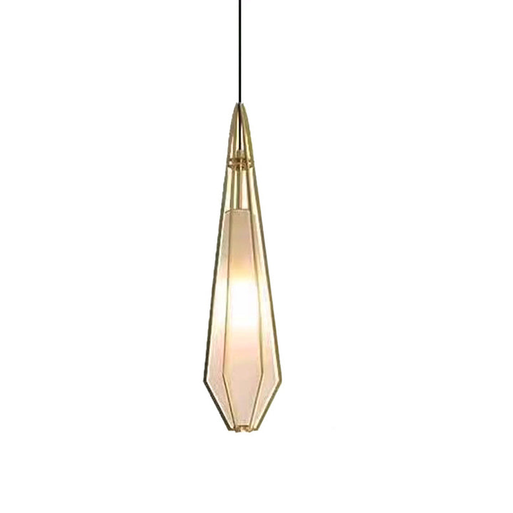 Lámpara colgante de 1 luz de vidrio cónico largo contemporáneo creativo prismático triangular de aluminio hierro para dormitorio 