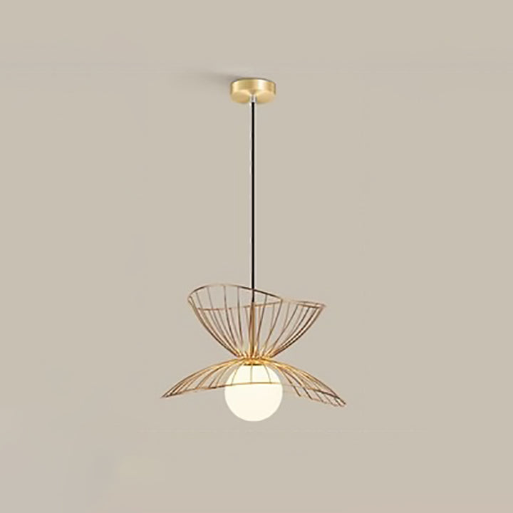 Contemporary Scandinavian Round Funnel Cutout Glass Iron 1-Light Pendant Light For Bedroom