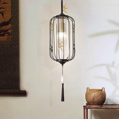Lanterne en feuille d'érable chinoise traditionnelle en acrylique à jour en fer avec 1 lumière suspendue pour chambre 