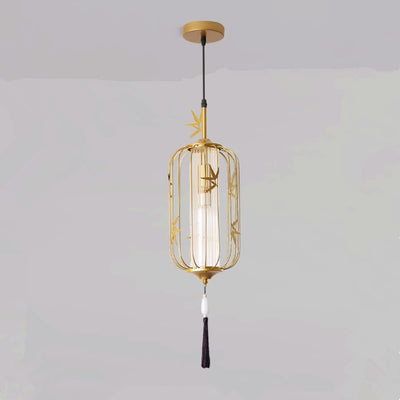 Lanterne en feuille d'érable chinoise traditionnelle en acrylique à jour en fer avec 1 lumière suspendue pour chambre 