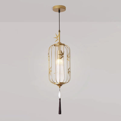 Lanterne en feuille d'érable chinoise traditionnelle en acrylique à jour en fer avec 1 lumière suspendue pour chambre 