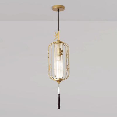 Lanterne en feuille d'érable chinoise traditionnelle en acrylique à jour en fer avec 1 lumière suspendue pour chambre 