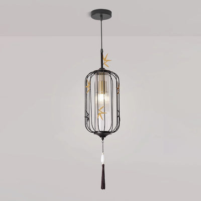 Lanterne en feuille d'érable chinoise traditionnelle en acrylique à jour en fer avec 1 lumière suspendue pour chambre 
