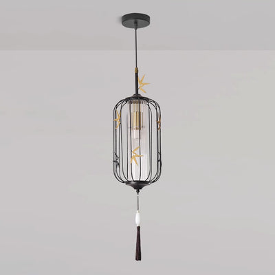 Lanterne en feuille d'érable chinoise traditionnelle en acrylique à jour en fer avec 1 lumière suspendue pour chambre 