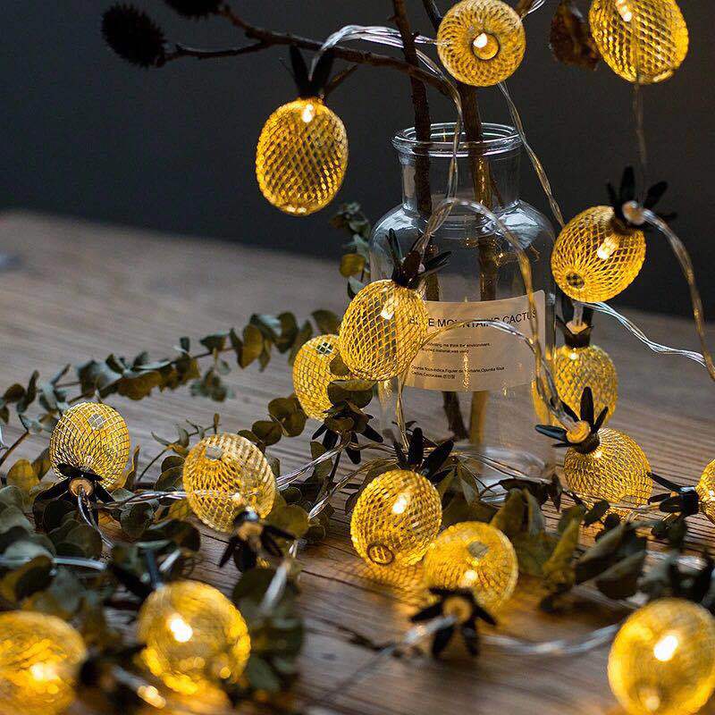 Lumière de guirlande LED en PVC à ananas petit Art Déco moderne pour salon 