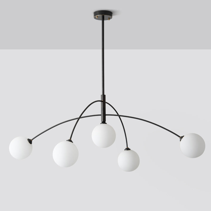 Contemporáneo Escandinavo Rama Mágica Curva de Frijol Vidrio Cobre 5-Luces Arañas Para Sala de Estar 