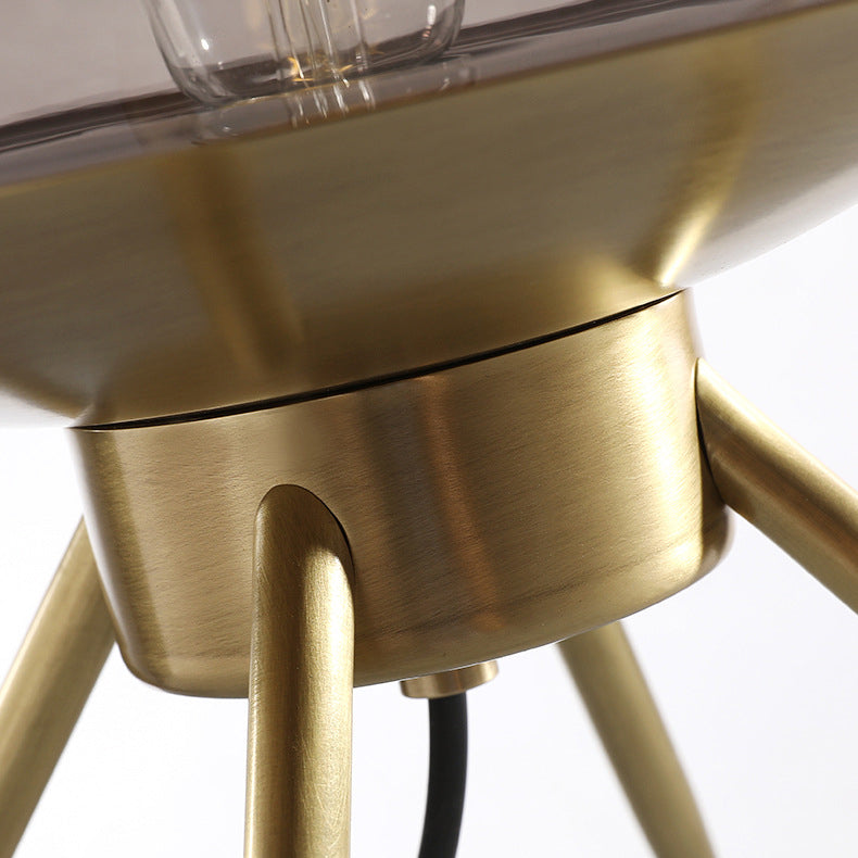 Modern Minimalist Bucket Round Glass Copper 1-Light Table Lamp For Living Room