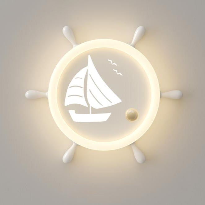 Moderne Art Deco Helm Segelboot Runde Acryl Eisen LED Unterputz Deckenleuchte Für Schlafzimmer 