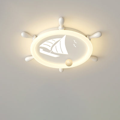Moderne Art Deco Helm Segelboot Runde Acryl Eisen LED Unterputz Deckenleuchte Für Schlafzimmer 