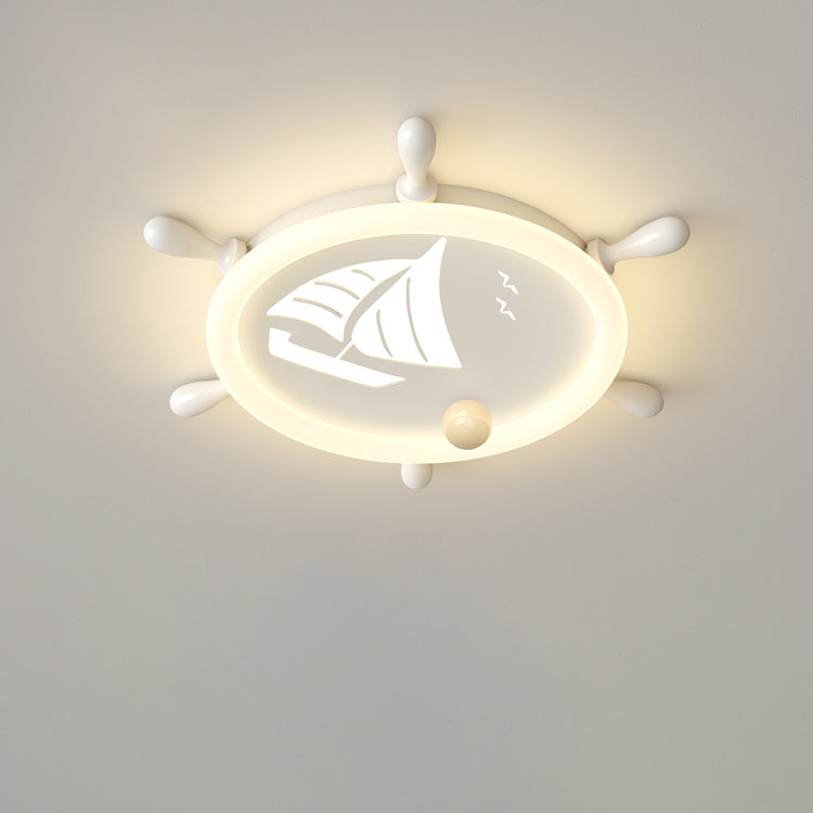 Moderne Art Deco Helm Segelboot Runde Acryl Eisen LED Unterputz Deckenleuchte Für Schlafzimmer 
