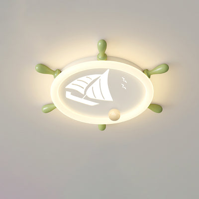 Moderne Art Deco Helm Segelboot Runde Acryl Eisen LED Unterputz Deckenleuchte Für Schlafzimmer 
