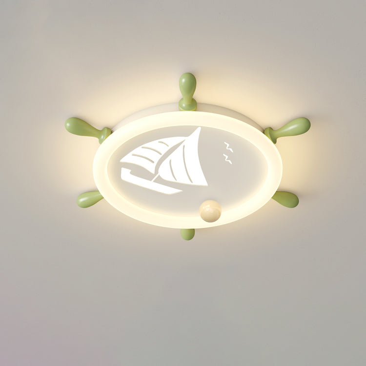 Moderne Art Deco Helm Segelboot Runde Acryl Eisen LED Unterputz Deckenleuchte Für Schlafzimmer 