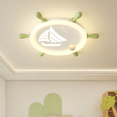 Moderne Art Deco Helm Segelboot Runde Acryl Eisen LED Unterputz Deckenleuchte Für Schlafzimmer 