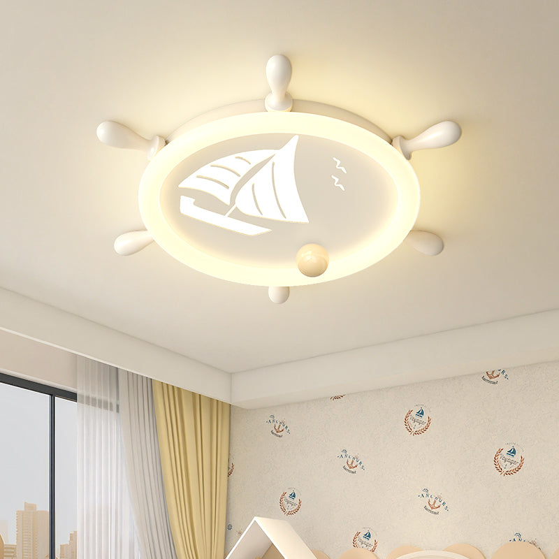 Moderne Art Deco Helm Segelboot Runde Acryl Eisen LED Unterputz Deckenleuchte Für Schlafzimmer 