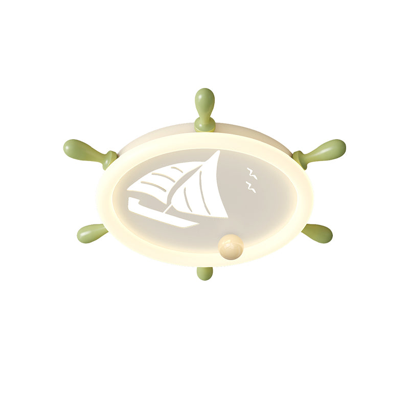 Moderne Art Deco Helm Segelboot Runde Acryl Eisen LED Unterputz Deckenleuchte Für Schlafzimmer 