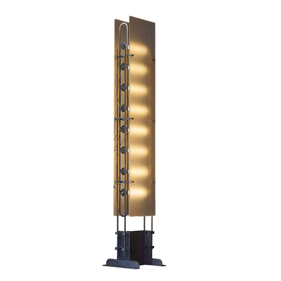 مصباح أرضي LED مستطيل زجاجي من الفولاذ المقاوم للصدأ تقليدي وعتيق لغرفة المعيشة 