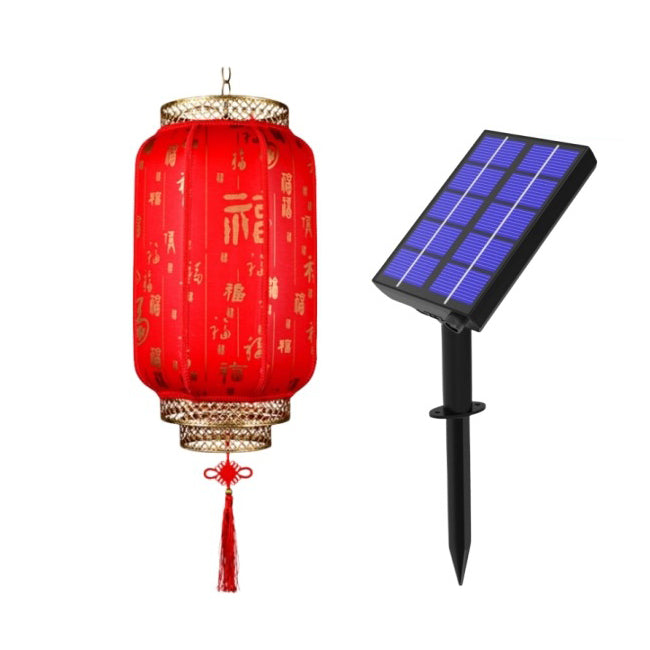 Traditionelle Chinesische Laterne Solar PVC Eisen LED Anhänger Licht Außen Licht Für Outdoor Terrasse 