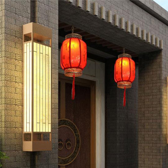 Traditionelle Chinesische Laterne Solar PVC Eisen LED Anhänger Licht Außen Licht Für Outdoor Terrasse 