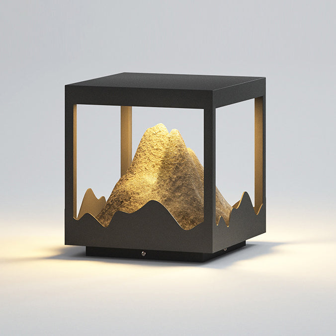 Moderne Art Deco Platz Berg Glow Solar Wasserdichte PC Edelstahl LED Außenleuchte Für Garten 