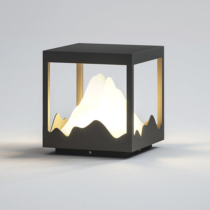 Moderne Art Deco Platz Berg Glow Solar Wasserdichte PC Edelstahl LED Außenleuchte Für Garten 