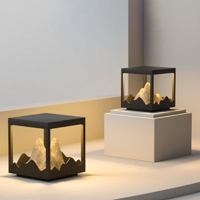 Moderne Art Deco Platz Berg Glow Solar Wasserdichte PC Edelstahl LED Außenleuchte Für Garten 