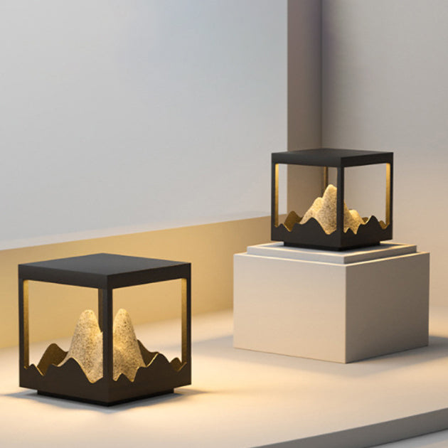 Moderne Art Deco Platz Berg Glow Solar Wasserdichte PC Edelstahl LED Außenleuchte Für Garten 