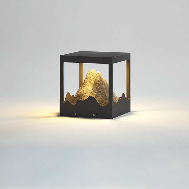 Moderne Art Deco Platz Berg Glow Solar Wasserdichte PC Edelstahl LED Außenleuchte Für Garten 