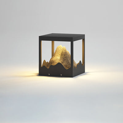 Moderne Art Deco Platz Berg Glow Solar Wasserdichte PC Edelstahl LED Außenleuchte Für Garten 