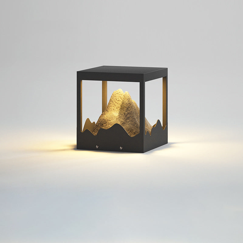 Moderne Art Deco Platz Berg Glow Solar Wasserdichte PC Edelstahl LED Außenleuchte Für Garten 