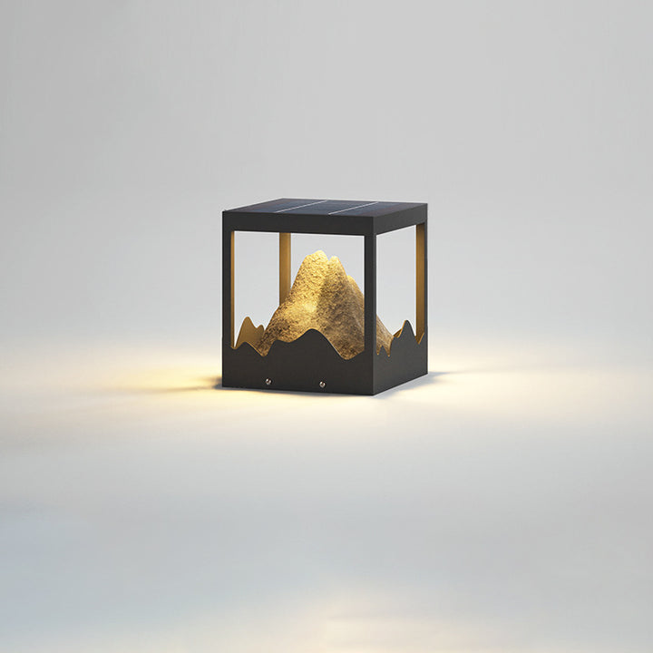 Moderne Art Deco Platz Berg Glow Solar Wasserdichte PC Edelstahl LED Außenleuchte Für Garten 
