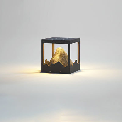 Moderne Art Deco Platz Berg Glow Solar Wasserdichte PC Edelstahl LED Außenleuchte Für Garten 