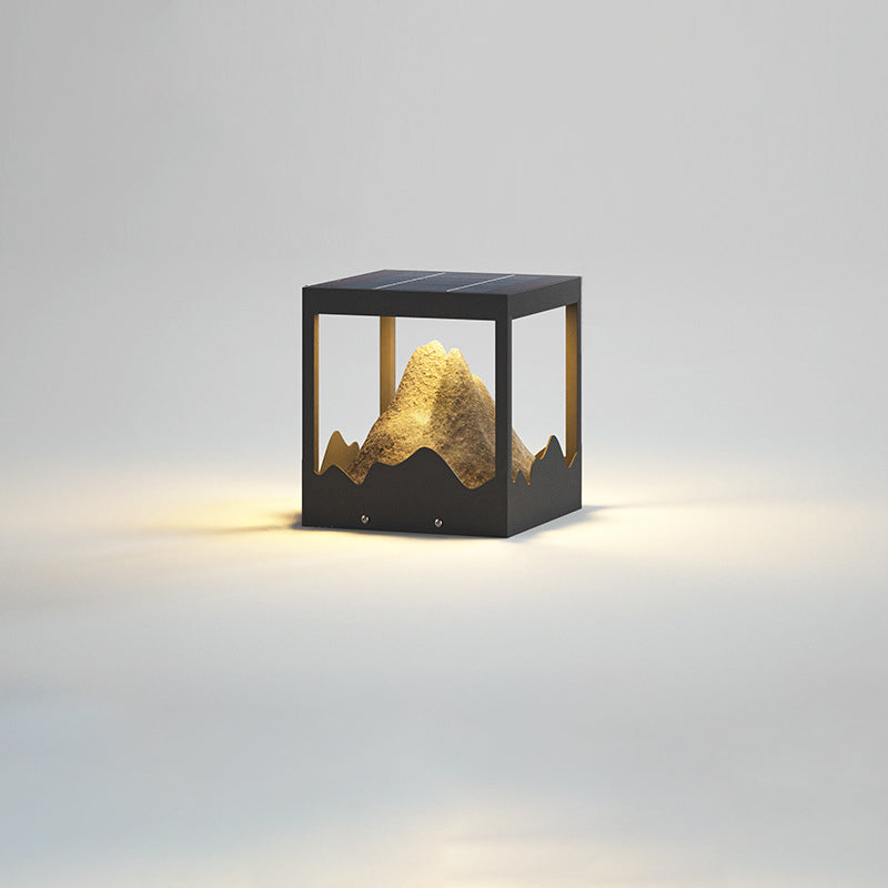 Moderne Art Deco Platz Berg Glow Solar Wasserdichte PC Edelstahl LED Außenleuchte Für Garten 