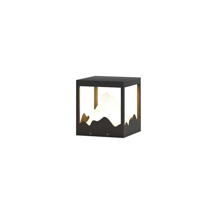 Moderne Art Deco Platz Berg Glow Solar Wasserdichte PC Edelstahl LED Außenleuchte Für Garten 