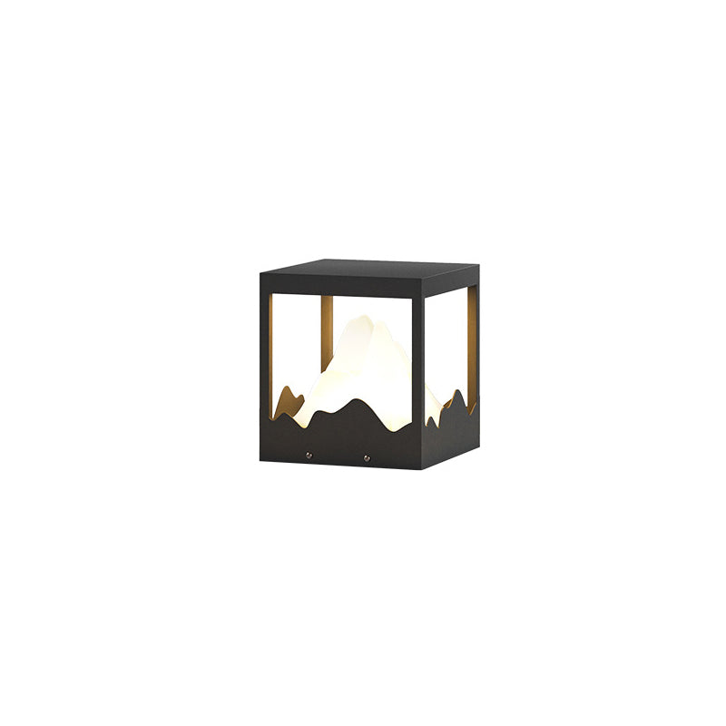 Moderne Art Deco Platz Berg Glow Solar Wasserdichte PC Edelstahl LED Außenleuchte Für Garten 